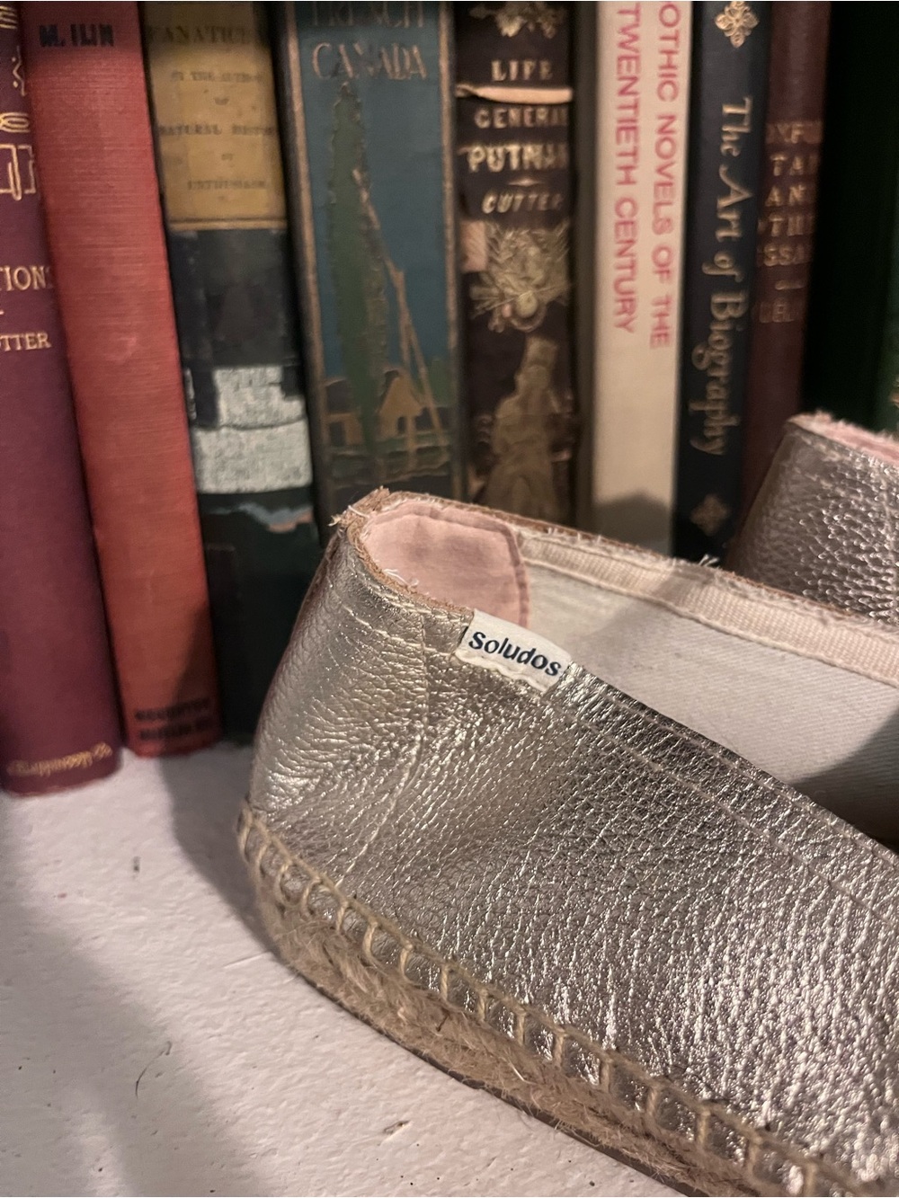 Soludos, Espadrille Slip-On Loafers, Metallic, Size 8 - Picture 3 of 5